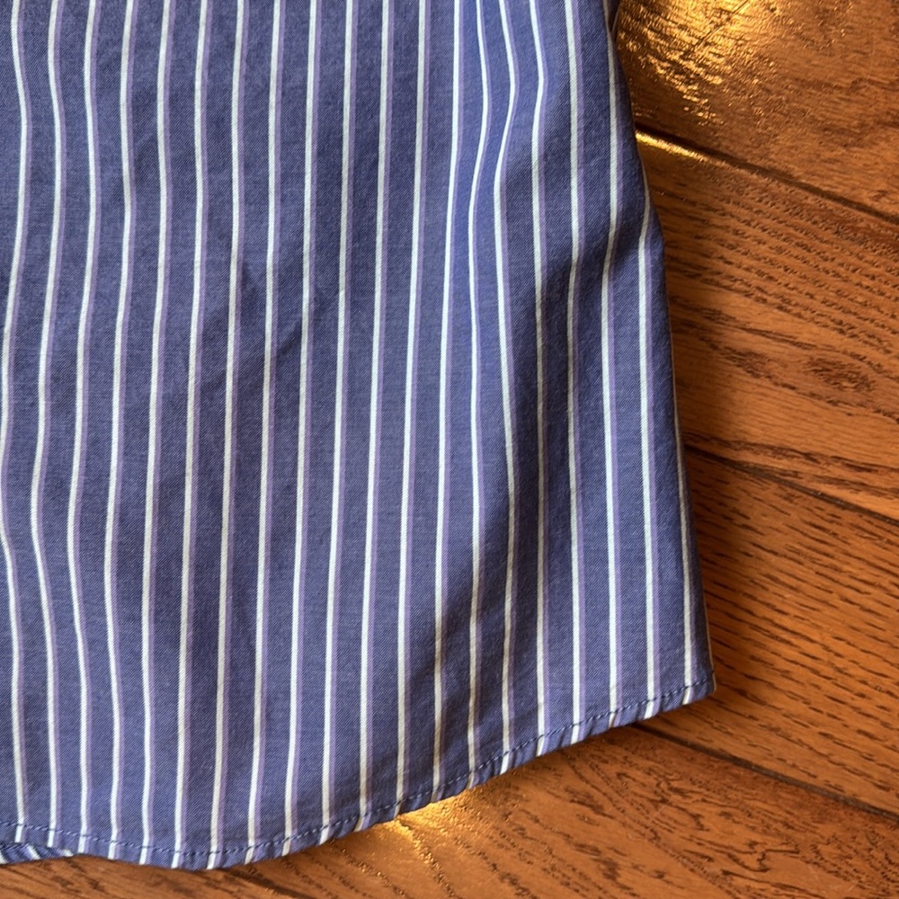 Tommy Hilfiger BLue & White Striped Button-Up Short Sleeve Shirt - Picture 5 of 13